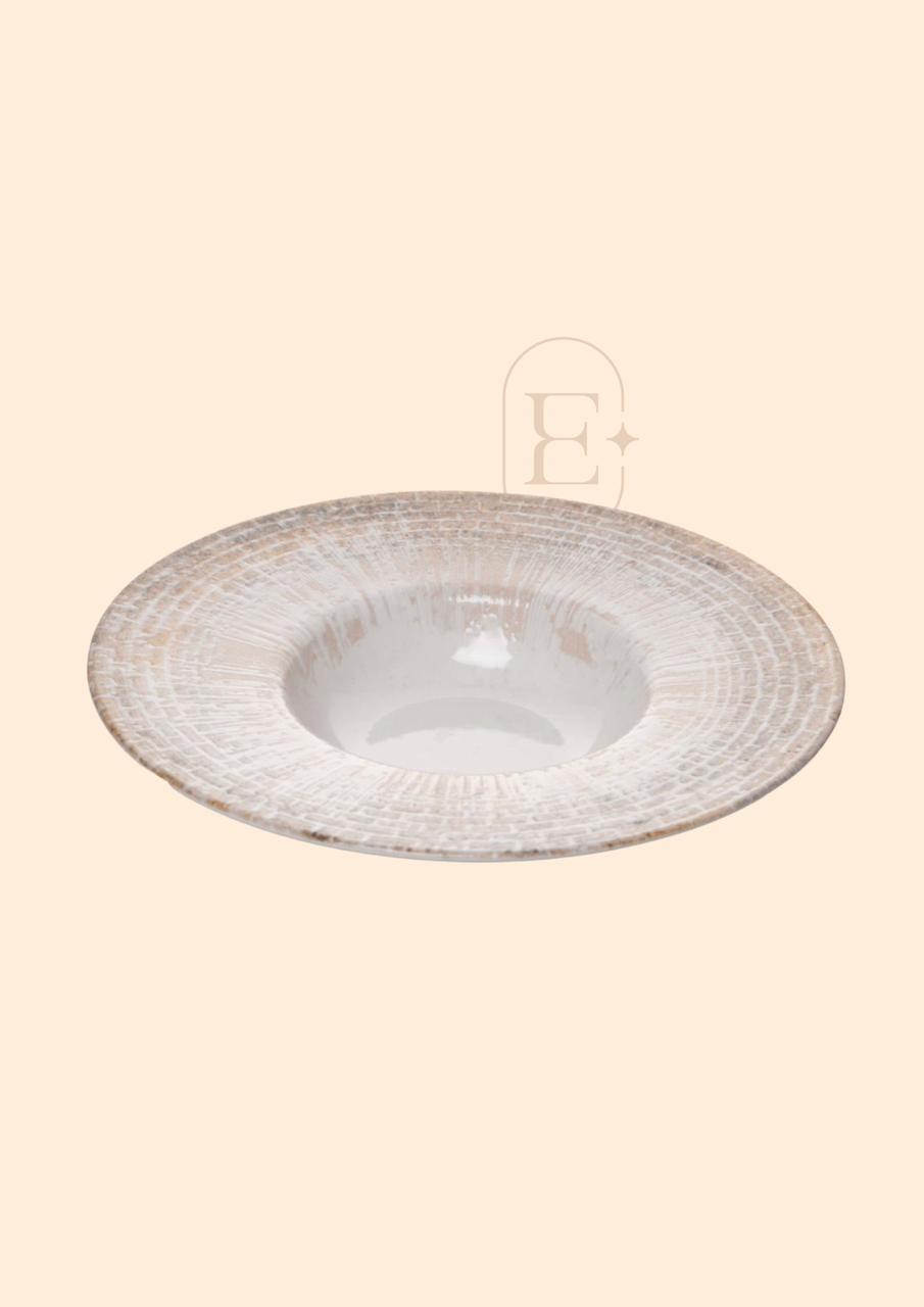 PRATO RISOTO MAREA 28CM OFF WHITE CERÂMICA