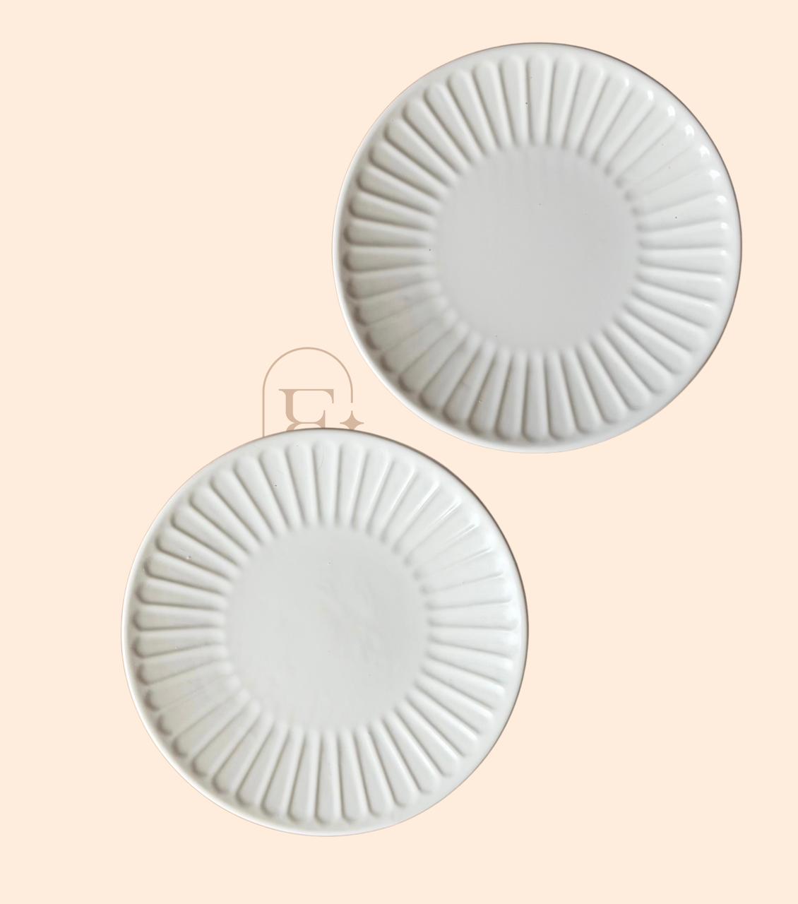 CJ 02 PRATOS SOBREMESA COLIBRI BRANCO CERÂMICA