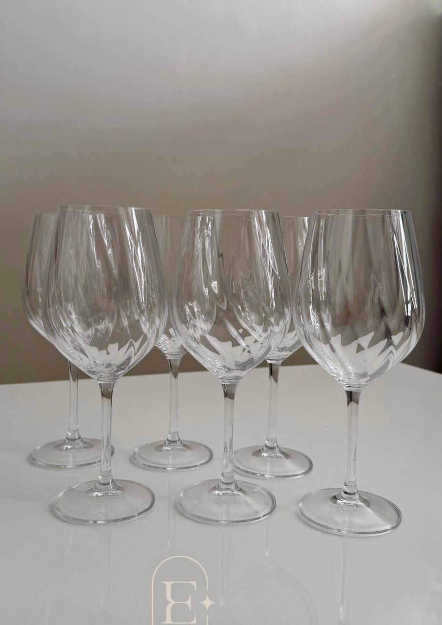 JOGO 06 TAÇAS DE VINHO CREX OPTIC CRISTAL ECOLÓGICO BOHEMIA 600ML