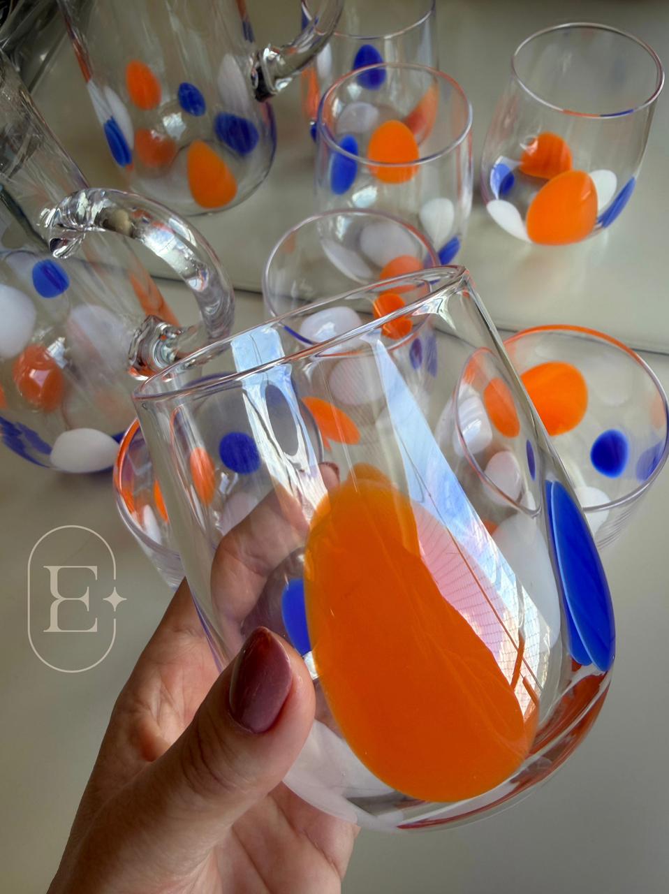 JOGO 4 COPOS PETALA EM VIDRO