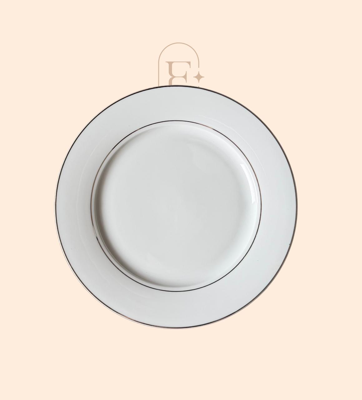 PRATO FUNDO MONÂCO BRANCO COM BORDA PRATEADA (CONJ 06)