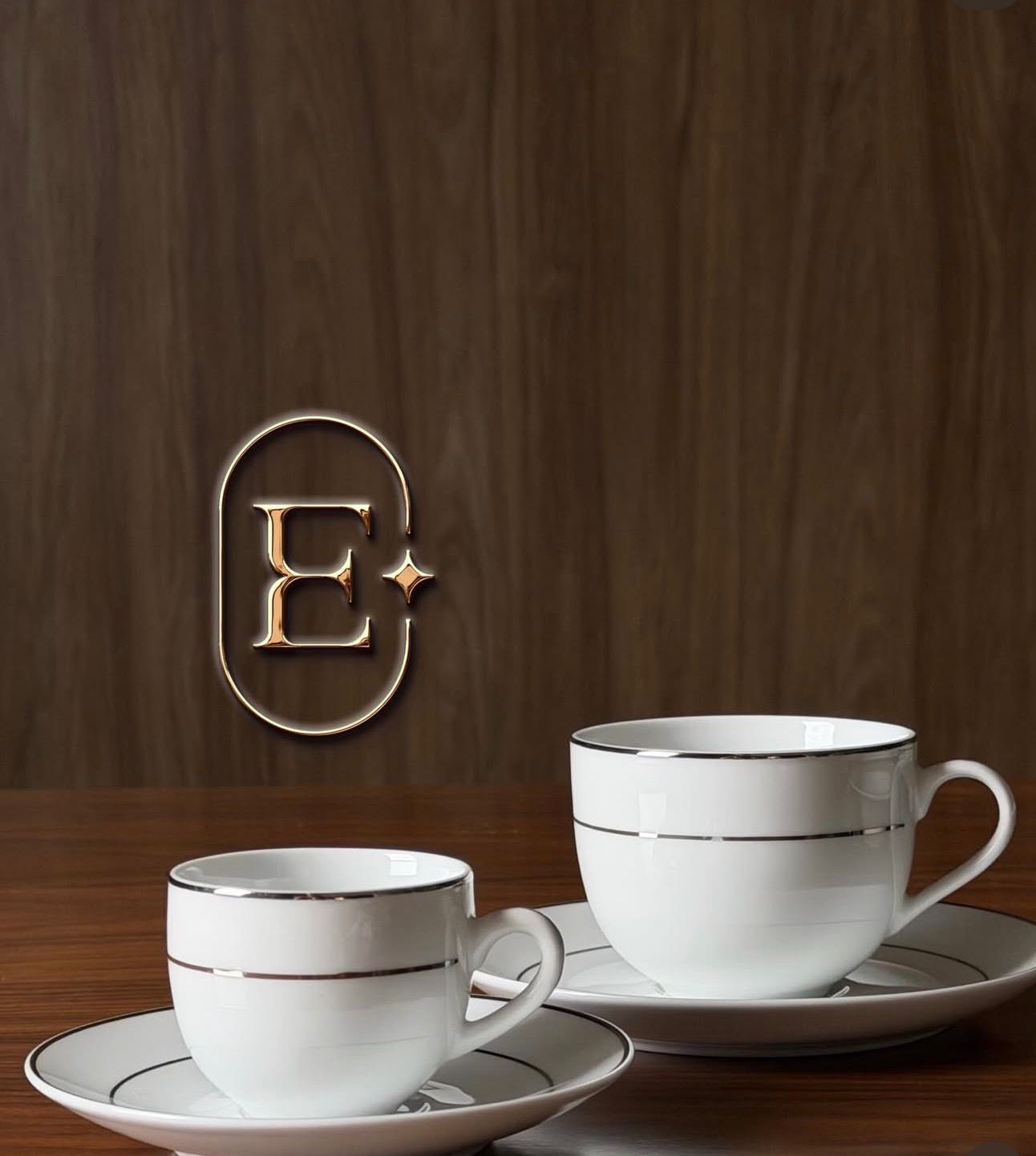 XICARA CHA MONACO BRANCO COM BORDA PRATEADA  (CONJ 06)