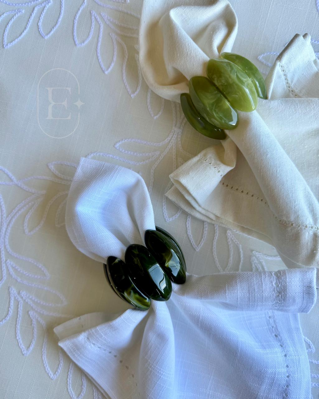 PORTA GUARDANAPO CRISTALLO VERDE OLIVA (04 UNID)